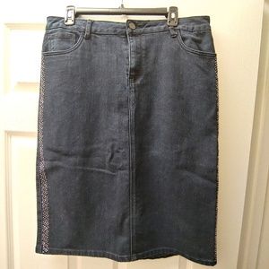 CATO Black Denim Skirt with Rhinestones